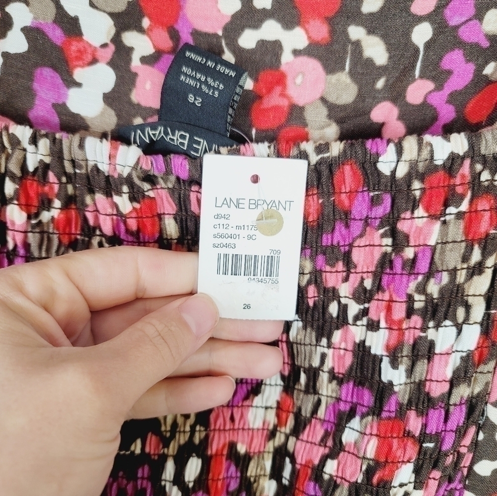 LANE BRYANT FLORAL LINEN SUNDRESS, SZ 26 - Picture 7 of 10